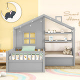House Bed With Sofa, Kids Platform Bed With 2 Drawers And Storage Shelf - Furniture Home Direct