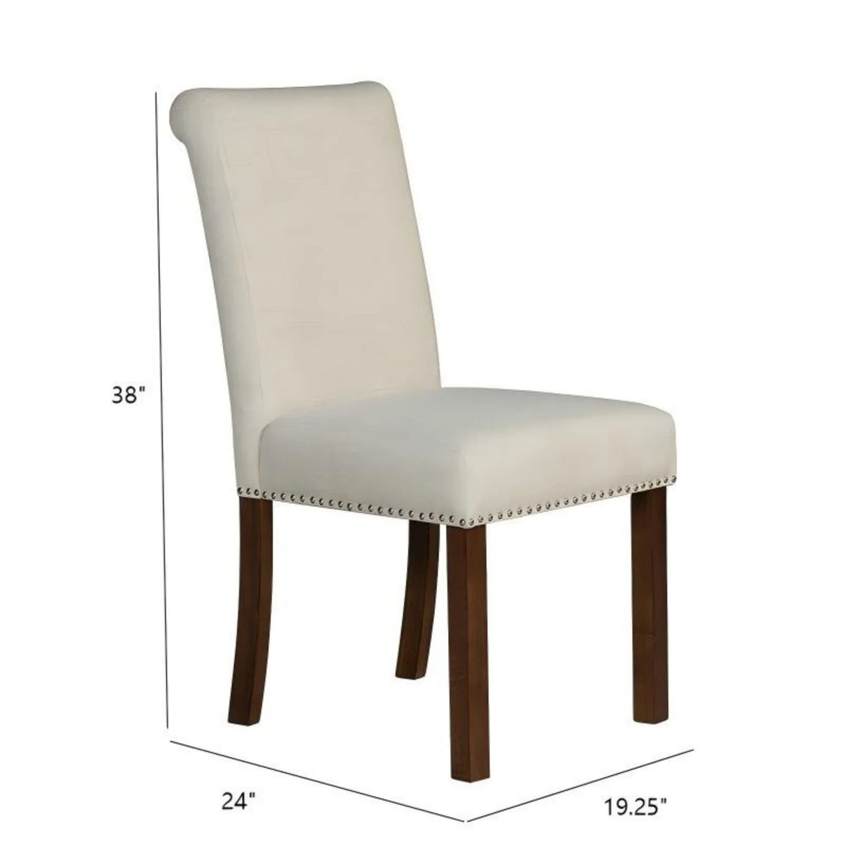 Dining Chair With Nailhead Trim (Set of 2) - Beige - Furniture Home Direct