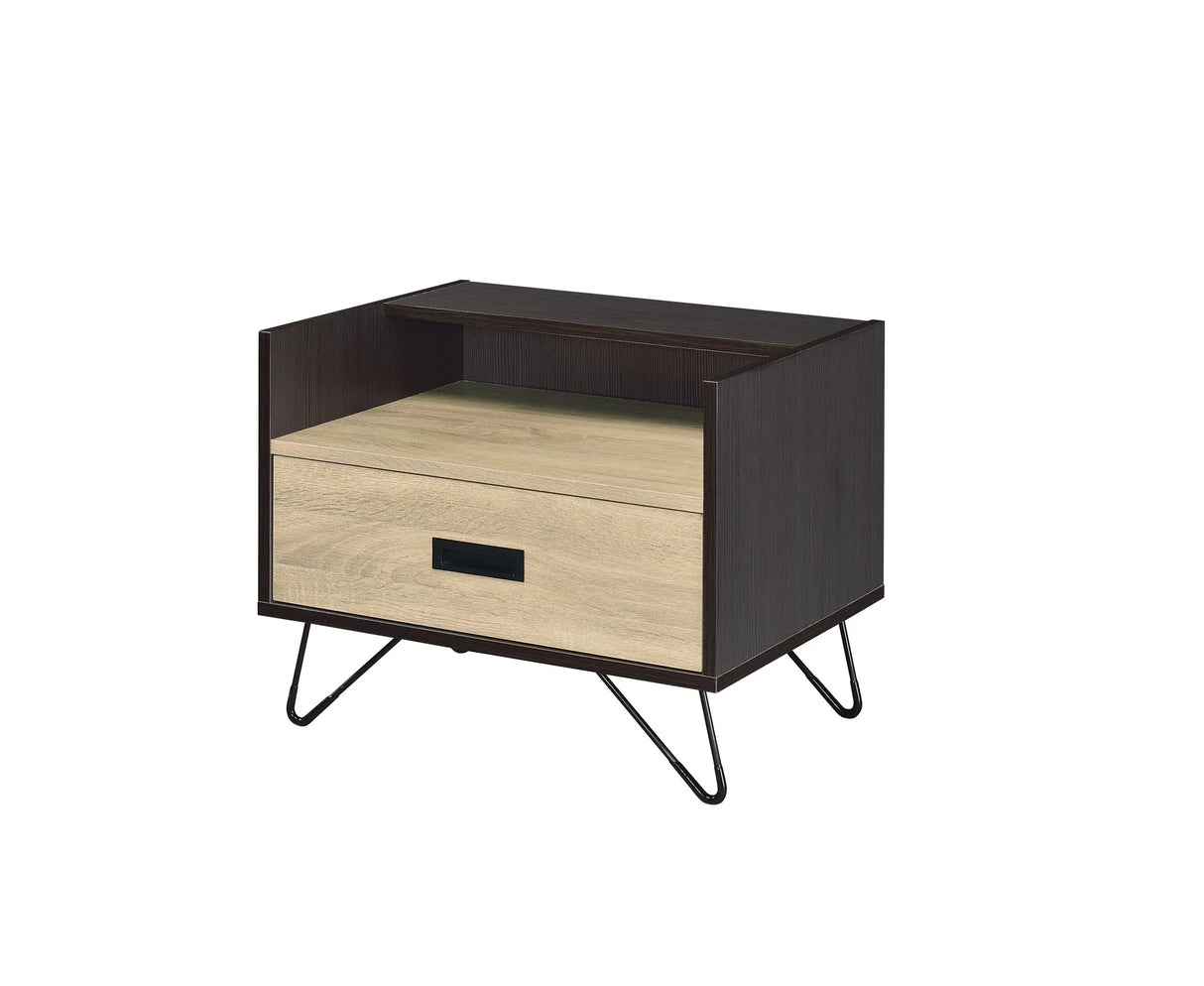 Melkree - Nightstand With Drawer - Oak / Black - Furniture Home Direct