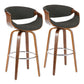 Curvini Mid - Century Modern Fixed Height Barstool With Swivel (Set of 2) - Furniture Home Direct