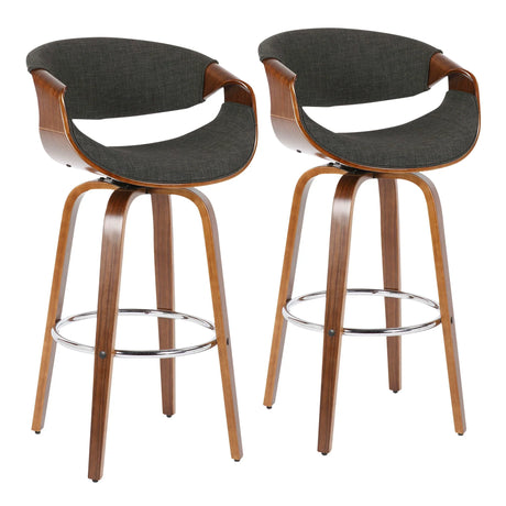 Curvini Mid - Century Modern Fixed Height Barstool With Swivel (Set of 2) - Furniture Home Direct