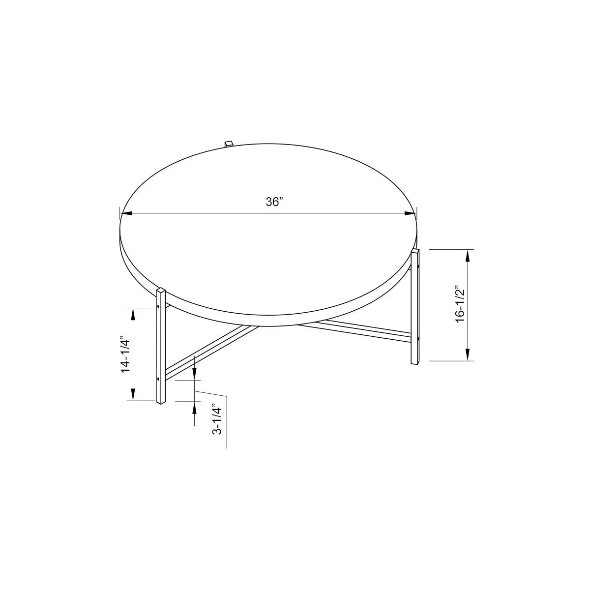 Round Coffee Table With White Metal Legs - Furniture Home Direct