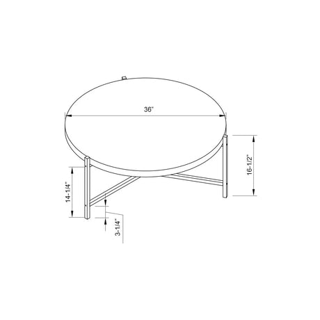 Round Coffee Table With White Metal Legs - Furniture Home Direct