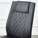 Dining Set Round Glass Table Six Faux Leather Chairs Black - Furniture Home Direct