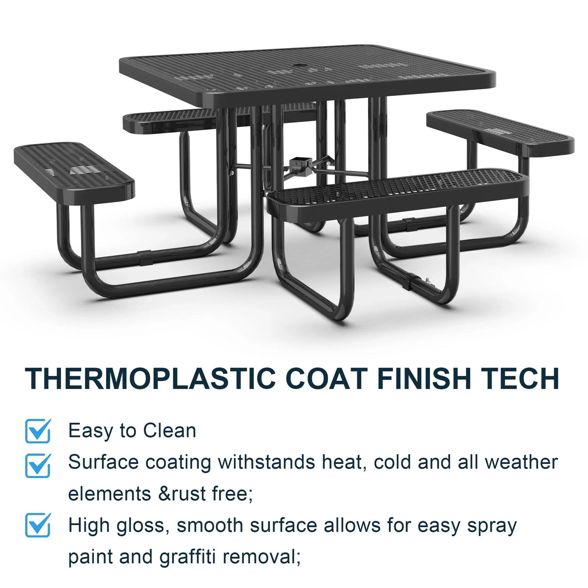 Square Outdoor Picnic Table With Umbrella Pole - Furniture Home Direct