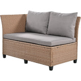 Outdoor Sectional with 2 Extendable Side Tables and Washable Covers - Brown - Furniture Home Direct