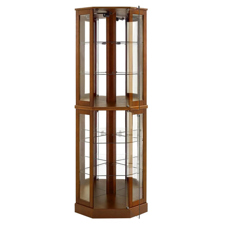 6 Shelf Corner Curio Display Cabinet With Lights, Mirrors And Adjustable Shelves (E26 Light Bulb Not Included) - Furniture Home Direct