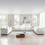 3 Piece Living Room Set - Beige Corduroy - Furniture Home Direct