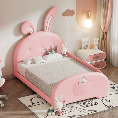 Upholstered Rabbit-Shape Princess Bed With Headboard And Footboard - Furniture Home Direct