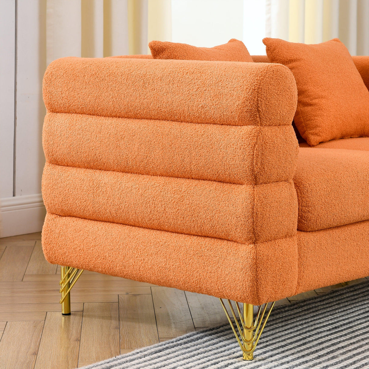 2 PC Living Room Set ( 2 Sofas) - Orange - Furniture Home Direct