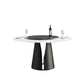 Modern Artificial Stone Round Carbon Steel Base Dining Table, Can Accommodate 6 People, Black Artificial Stone Turntable - Furniture Home Direct