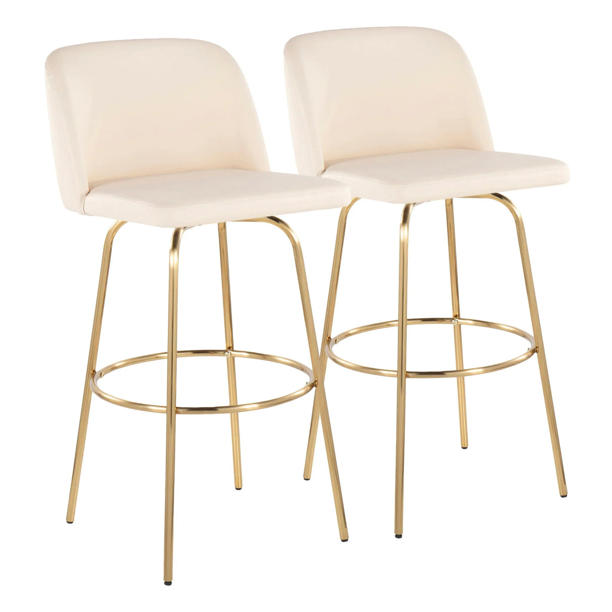 Toriano - Contemporary Fixed Height Barstool With Swivel And Round Footrest (Set of 2) - Furniture Home Direct