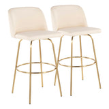 Toriano - Contemporary Fixed Height Barstool With Swivel And Round Footrest (Set of 2) - Furniture Home Direct