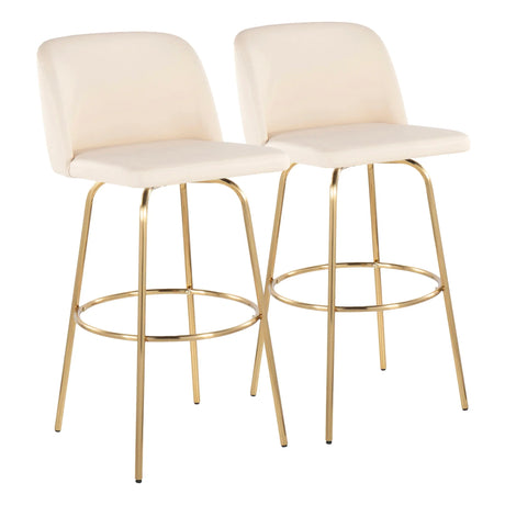 Toriano - Contemporary Fixed Height Barstool With Swivel And Round Footrest (Set of 2) - Furniture Home Direct