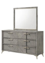 6 Drawer Dresser Book Matched Veneers - Gray - Furniture Home Direct