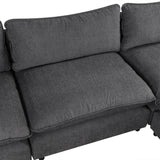 Chenille Cloud Sectional with Ottoman, Charging Ports and Three Back Pillows - Grey - Furniture Home Direct