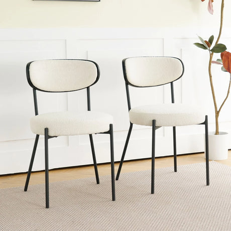 Boucle Modern Kitchen Dining Chair With Bentwood Back (Set of 2) - Furniture Home Direct