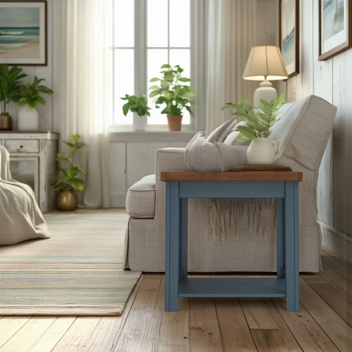 Nantucket - Side Table - Blue Denim, Whiskey - Furniture Home Direct