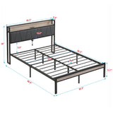 Modern Bed Frame With LED Lights, Upholstered Headboard, USB Charging - Furniture Home Direct