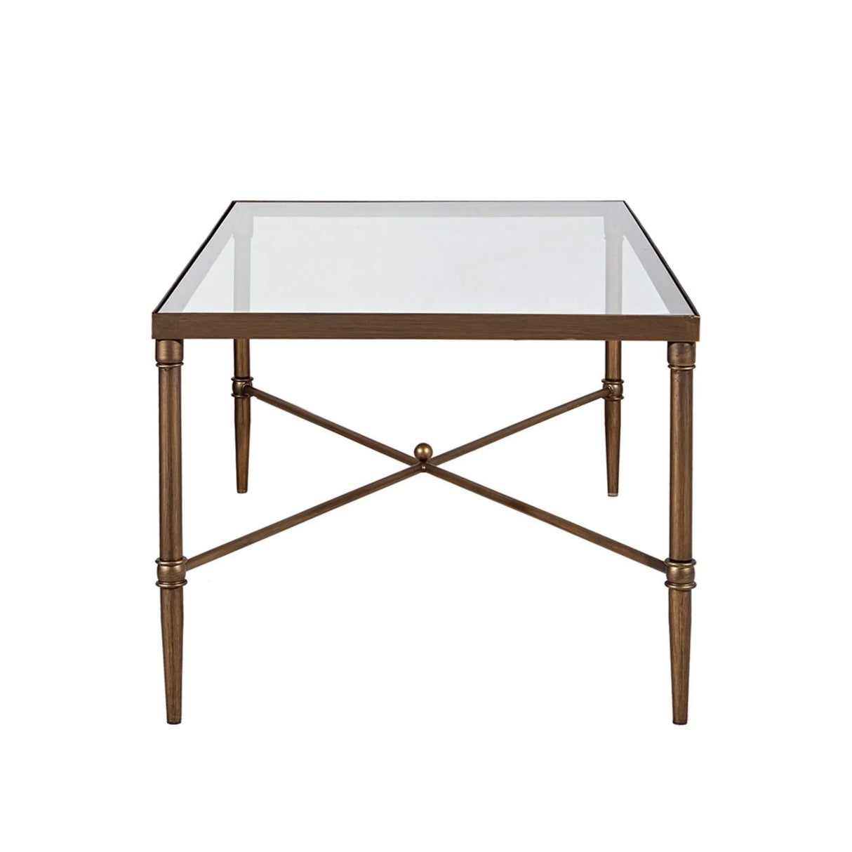 Metal Rectangle Coffee Table With Tempered Glass Top - Bronze - Furniture Home Direct