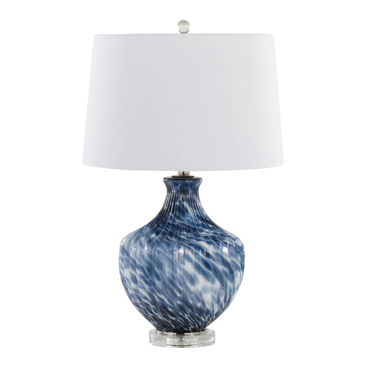 Lotus - Contemporary Table Lamp (Set of 2) - True Navy / Gold / Polished Nickel / Clear Crystal - Furniture Home Direct