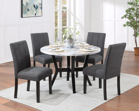 Kusa - 5 Piece Pack Dining Set With Engineering Stone Top - Black - Furniture Home Direct