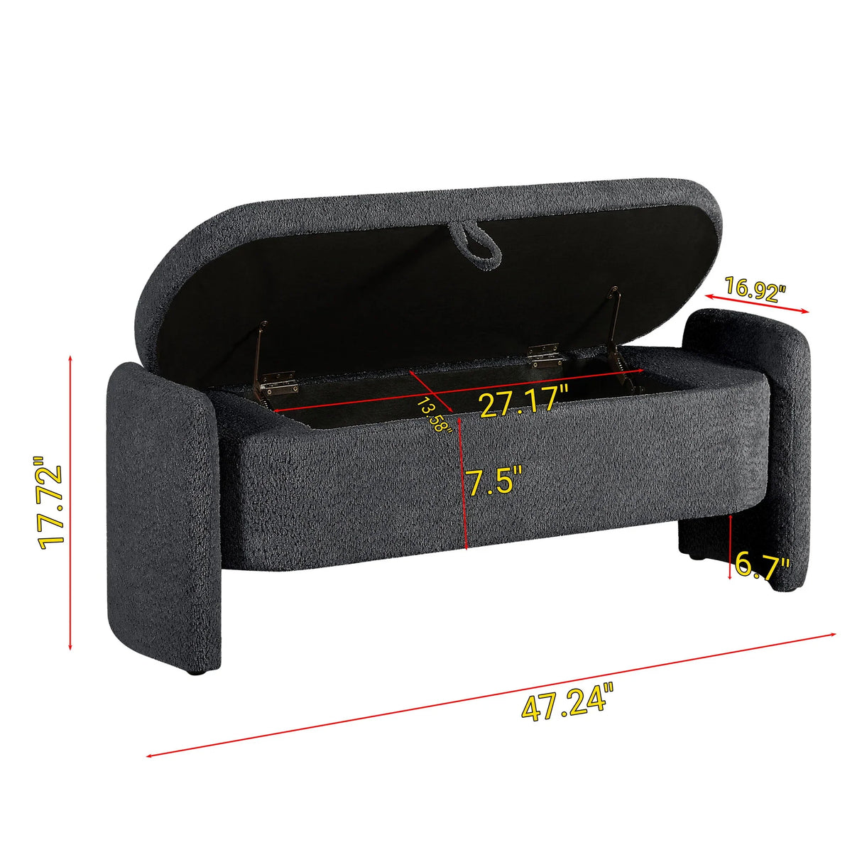 Ottoman Oval Storage Bench, 3D Lamb Fleece Bench With Large Storage Space For The Living Room, Entryway And Bedroom - Furniture Home Direct