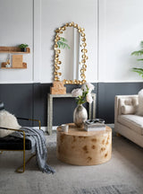 Full Length Arched Wall Mirror With en Leaf Accents Decorative Mirror For Living Room Bedroom - Gold - Furniture Home Direct