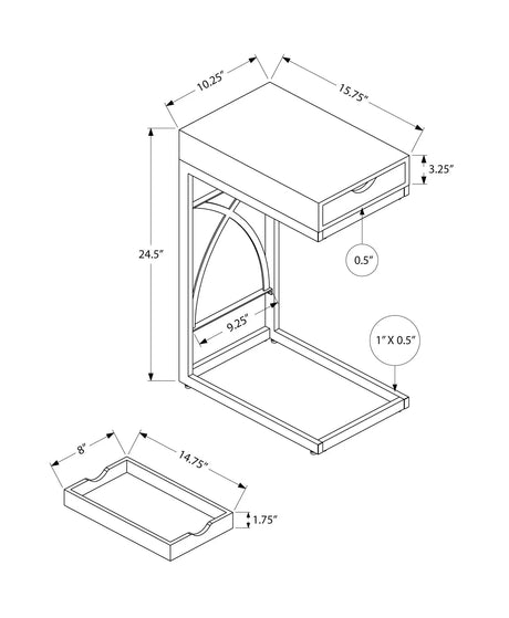 Accent Table, C - Shaped Glossy Contemporary & Modern - White - Furniture Home Direct
