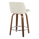 Toriano - Mid Century Modern Fixed Height Counter Stool With Swivel With Round Footrest (Set of 2) - Furniture Home Direct