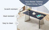 Dining Set Faux Marble Table With Black Chairs Silver - Furniture Home Direct