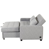 66.5" Upholstered Loveseat With Pull Out Bed, Two Throw Pillows, Dual USB Charging Port and Adjustable Backrest - Light Gray - Furniture Home Direct