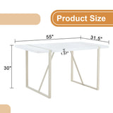Dining Table Industrial Rectangular MDF Metal Frame White - Furniture Home Direct