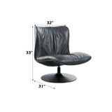 Piotr - Top Grain Leather Accent Chair With Swivel - Black - Furniture Home Direct