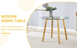 Dining Table Round Glass Top With Metal Base Finish Gold - Furniture Home Direct
