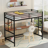 Twin Loft Bed With Desk And Shelve - Black - Furniture Home Direct