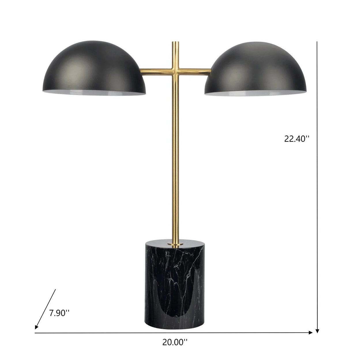 Nova - Hydro Table Lamp With On / Off Switch Double Lamp - Black / Gold / Marble - Furniture Home Direct