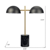 Nova - Hydro Table Lamp With On / Off Switch Double Lamp - Black / Gold / Marble - Furniture Home Direct