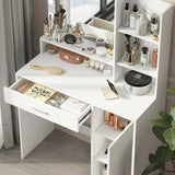 Vanity Desk With Mirror And LED Lighting For Bedroom White - Furniture Home Direct