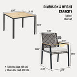 5 Piece Patio Dining Table Set, Acacia Wood Table Top With Umbrella Hole - Furniture Home Direct