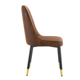 Set Of 8 Brown Faux Suede Velvet Dining Chair Set - Brown - Furniture Home Direct