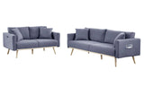 Easton - Linen Fabric Living Room Set With USB Charging Ports Pockets And Pillows (Set of 2) - Furniture Home Direct