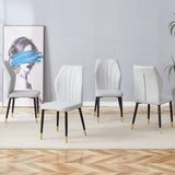4 Modern Dining Chairs With Stylish Patterned Backrest And Metal Legs
