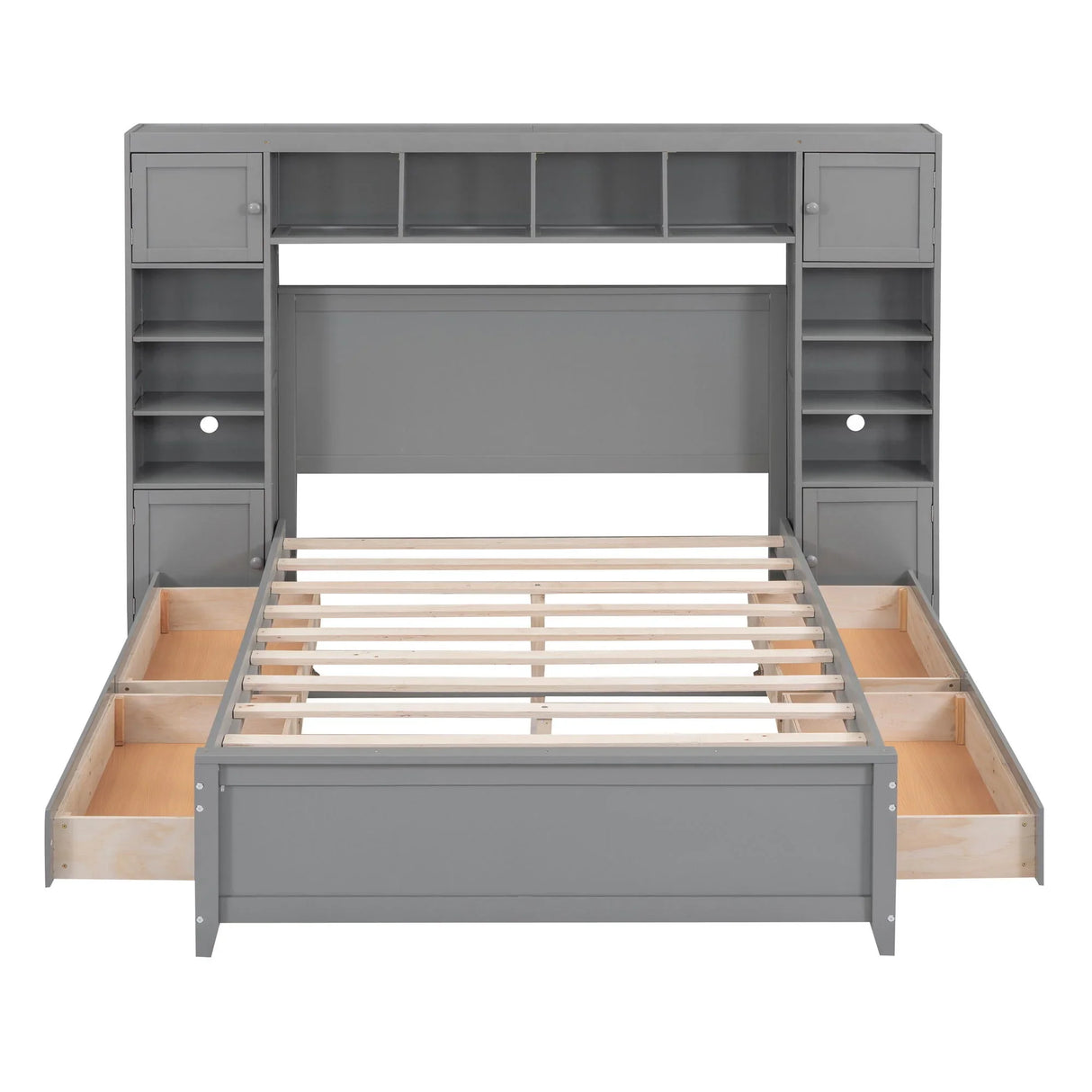 Bed With All In One Cabinet And Shelf - Furniture Home Direct