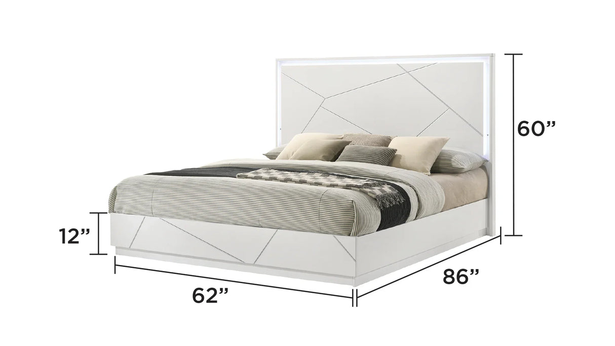 Bedroom Set Queen Bed Dresser Mirror Nightstand White - Furniture Home Direct
