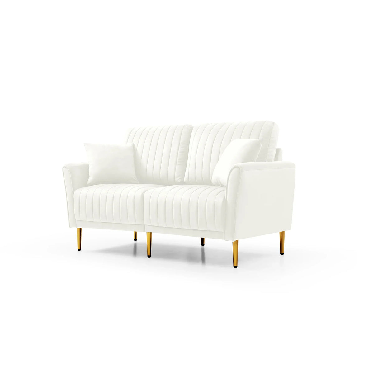 Modern Upholstered Living Room Set Containing One Sofa and Two Love Seats - Cream Velvet - Furniture Home Direct