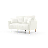 Modern Upholstered Living Room Set Containing One Sofa and Two Love Seats - Cream Velvet - Furniture Home Direct