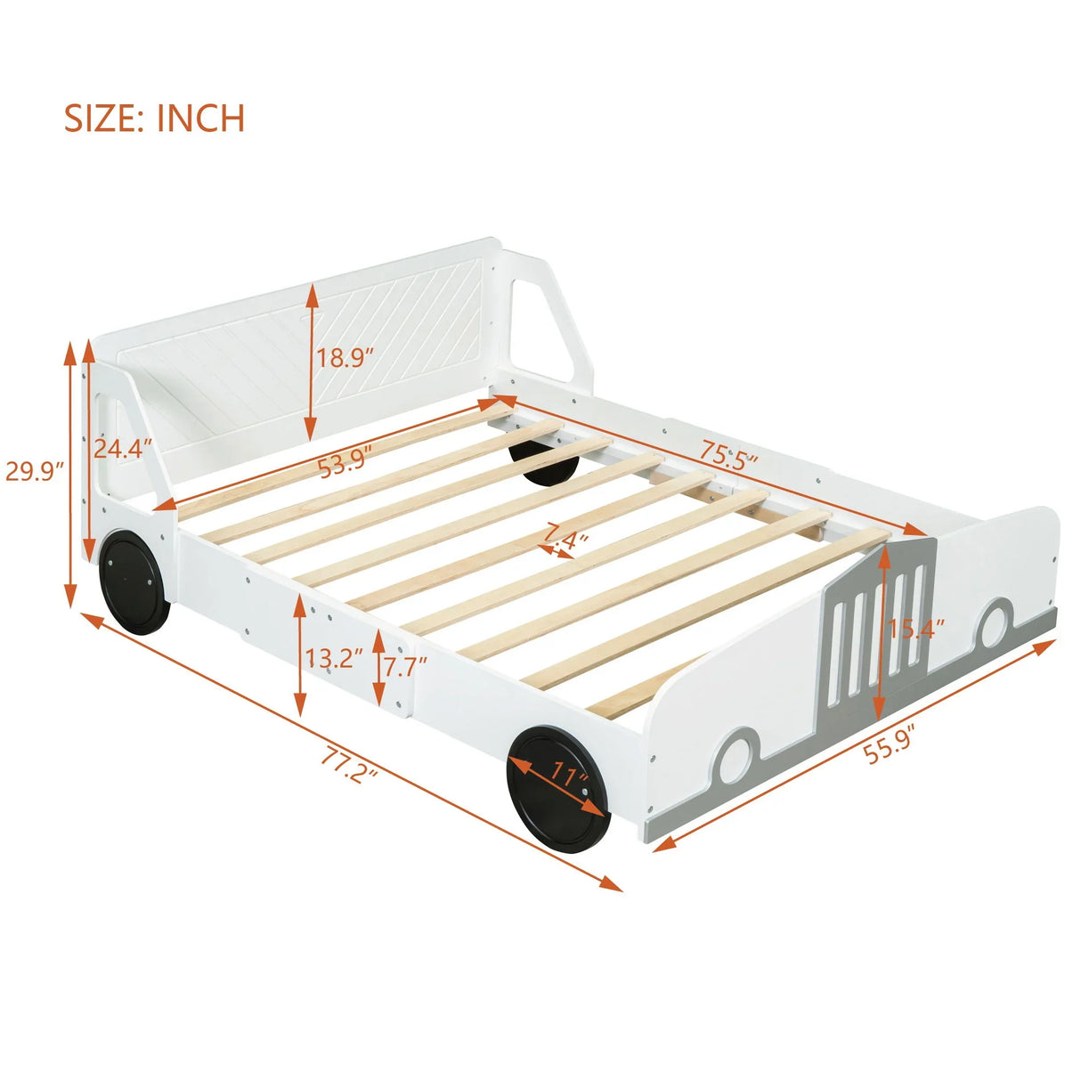 Car Shaped Platform Bed With Wheels - Furniture Home Direct