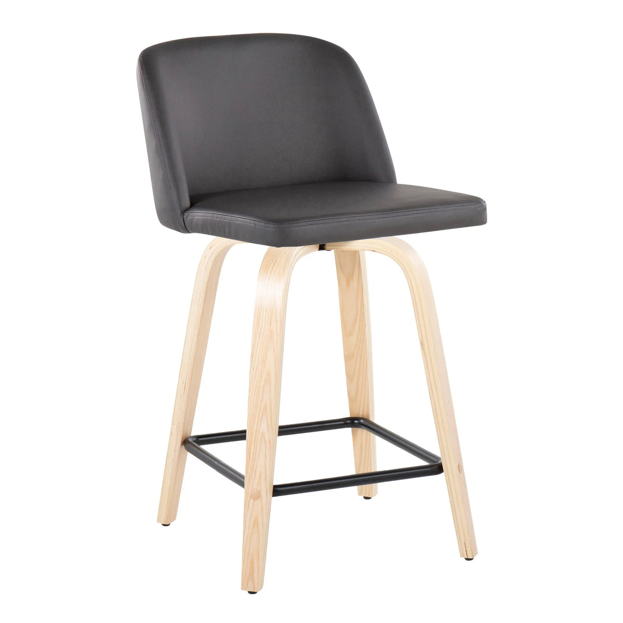Toriano - Contemporary Modern Design Fixed Height Counter Stool With Swivel With Square Footrest (Set of 2) - Furniture Home Direct