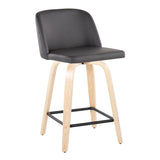 Toriano - Contemporary Modern Design Fixed Height Counter Stool With Swivel With Square Footrest (Set of 2) - Furniture Home Direct